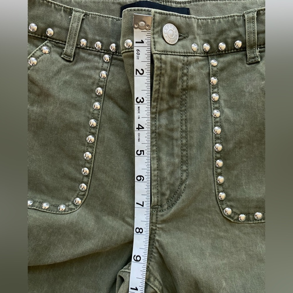 Express High Rise Studded Skinny Jeans Olive Green size 4S 4C - Picture 7 of 10